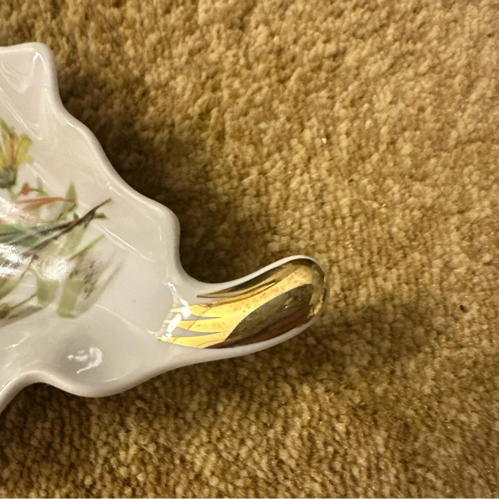 Old Nuremberg Bavaria Germany Porcelain Leaf Candy Dish Floral Plate